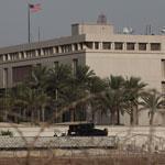 An armored personnel vehicle guarded the US Embassy in Manama, Bahrain, on Sunday.