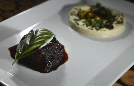 Sultan’s delight is beef glazed in tamarind and paired with eggplant puree and pine nuts. 
