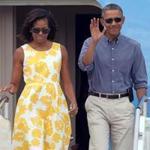 President Barack Obama and first lady Michelle Obama arrived at the Cape Cod Coast Guard Station in Bourne.