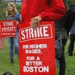 Protesters gathered on the Boston Common as part of a nationwide strike for increased wages for fast-food workers.
