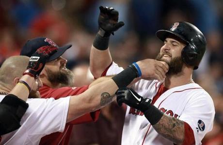 Mike Napoli and the Red Sox left Fenway Park on Wednesday with a six-game lead in the AL East.

