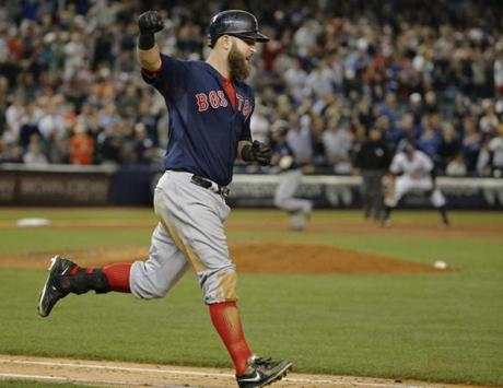 Mike Napoli celebrated after hitting a grand slam against the Yankees in the seventh inning.

