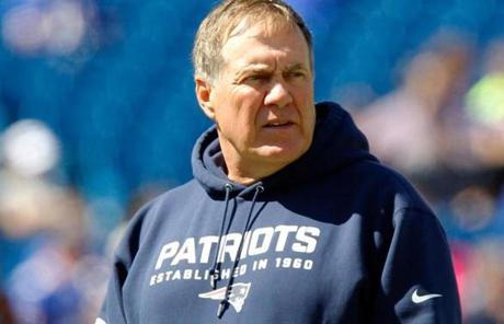Bill Belichick was on the sidelines before the game’s start.

