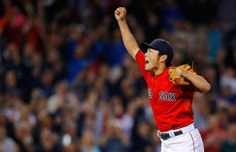 Closer Koji Uehara recorded the final out of Friday's game.
