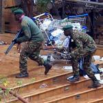 Kenya Defence Forces soldiers took their position at the Westgate shopping centre on the fourth day of the standoff.
