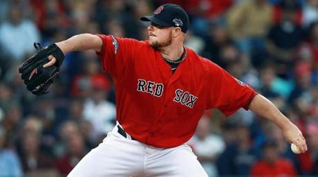 Jon Lester, seen in Game 1 of the division series against the Rays, is likely to start the first game of the league championship series for the Red Sox.
