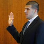 At Bristol County Superior Court in Fall River, Aaron Hernandez answered questions about a potential conflict of interest involving one of his lawyers and the wife of a prosecutor.