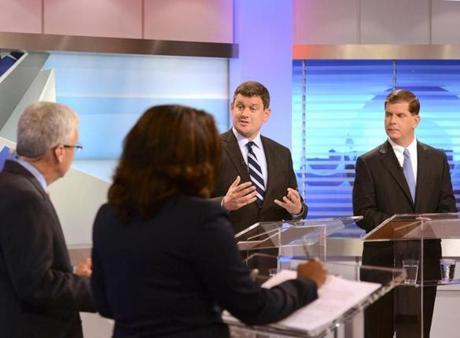 John R. Connolly and Martin J. Walsh squared off in the first of three live televised debates in the race’s final weeks.

