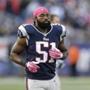 Jerod Mayo, shown before he was injured on Wednesday, will miss the remainder of the Patriots season. 