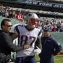 Rob Gronkowski headed to the field to face off against the Jets.
