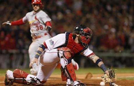 Jarrod Saltalamacchia's and Craig Breslow's errors cost the Red Sox the lead in the seventh inning.
