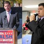 Mayoral candidates State Rep. Martin J. Walsh, left, and City Councilor John Connolly. 