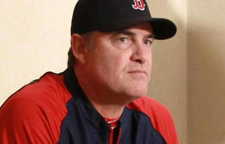 Red Sox manager John Farrell waited to appear before the media Friday night at Busch Stadium in St. Louis.
