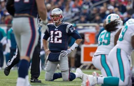 Tom Brady was unable to convert a third down in the second quarter, forcing the Patriots to kick a field goal. 

