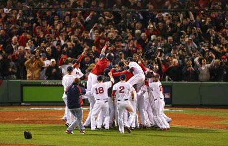 The Series win at Fenway was the first for the Red Sox in their home stadium since 1918.
