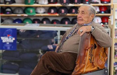 Arthur D'Angelo, 86, sat at his souvenir shop across the street from Fenway Park.

