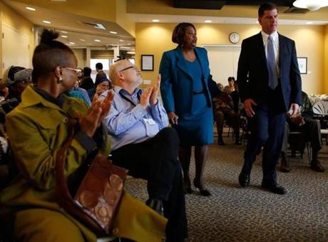 Martin J. Walsh visited a Central Boston Elder Services gathering in Roxbury on Thursday.
