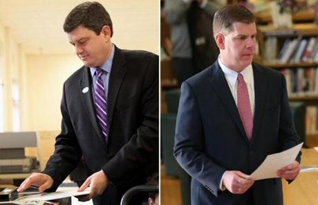 John Connolly and Martin Walsh cast ballotts in elections that will see one of the two candidates become Boston's next mayor.
