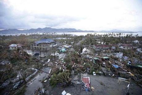 Tacloban city, devastated by powerful Typhoon Haiyan, is seen in Leyte province, central Philippines Saturday.
