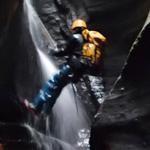 Luke Farrer of Brookline, shown above rappelling into Claustral Canyon’s “Black Hole of Calcutta” in Australia, hopes to raise enough money to photograph in 3-D the mile-deep canyon shaft.