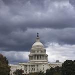 Dark clouds loomed over the US Capitol in Washington on Sept. 28, 2013.