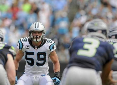 Luke Kuechly (59) kept quiet and learned during a fine rookie season, for which he was named Defensive Rookie of the Year, and he’s been playing well again this year for Carolina.
