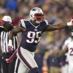 Chandler Jones signaled the Patriots had recovered a third-quarter fumble during last year’s game at Gillette Stadium.