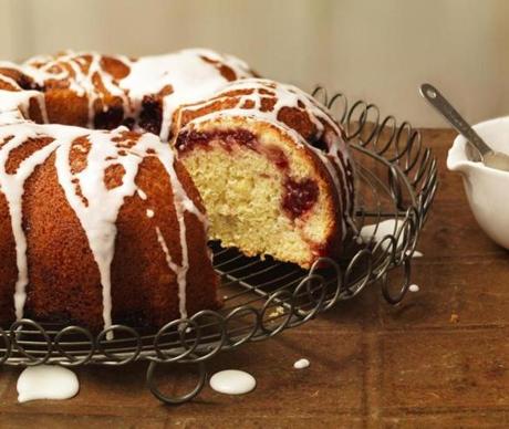 Lemon-cranberry swirl cake. 
