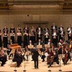 The Handel and Haydn Society chorus accompanied by the orchestra, which played on Baroque-era instruments for “The Messiah.”