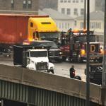 The westbound side of Interstate 290 in Worcester was closed for nearly five hours to allow towing crews to clear the road.