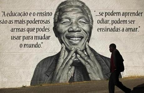 A mural of Mandela in Loures, on the outskirts of Lisbon, Portugal.

