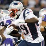 LeGarrette Blount (above) and Stevan Ridley pounded the Ravens for 130 yards on 31 carries, mostly out of the stretch play.