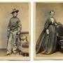 Photographs of Frances Clalin Clayton disguised as a Union officer and posing in a dress.