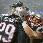 Patriot Danny Amendola (right) celebrated with teammate LeGarrette Blount after the running back's long second quarter touchdown run. 