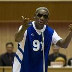 Dennis Rodman sang “Happy Birthday” to North Korean leader Kim Jong Un before an exhibition basketball game in Pyongyang on Wednesday.