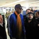 Dennis Rodman arrived at Beijing International Airport from North Korea on Monday.