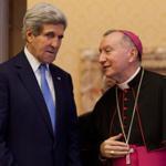 John Kerry met with his Vatican counterpart, Pietro Parolin, Tuesday, becoming the first secretary of state in nearly nine years to visit the Vatican.