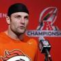 Wes Welker spoke at a news conference in Englewood, Colo., on Wednesday.