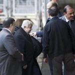 Syrian Foreign Minister Walid al Mouallem (center) arrived Friday for start of negotiations at the European headquarters of the UN in Geneva.