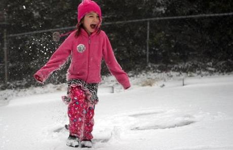 Anne Chandler Philips, 7, made a snow angel in Lookout Mountain, Tenn.
