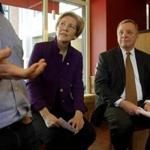 Senator Elizabeth Warren and Senator Richard Durbin of Illinois held a roundtable on the minimum wage at a Boloco restaurant in Boston this week.