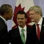 President Obama met with Mexican President Enrique Pena Nieto, center, and Canadian Prime Minister Stephen Harper in Toluca, Mexico.