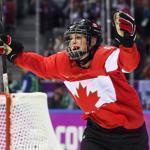 Rebecca Johnston celebrated after Canada  scored against the US Thursday. 
