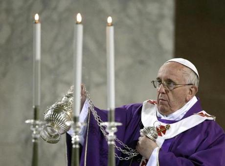 Pope Francis blessed the altar during Ash Wednesday at Santa Sabina Basilica in Rome.
