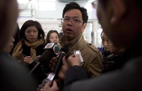 A man who says he has relatives on board a missing flight spoke to journalists at Beijing International Airport.
