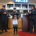 Aryanna Lynch, 3, received a Safety Officer's Award for what Weymouth Police are calling her heroic actions.