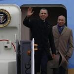 President Obama and Governor Deval Patrick arrived at Logan International Airport aboard Air Force One on March 5.
