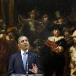 Standing at Rembrandt’s “The Nightwatch” in Amsterdam President Obama expressed solidarity with Ukraine.
