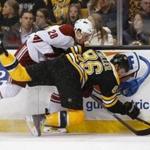  Kevan Miller has earned his spot on the postseason roster wiith his hard-nosed style.(AP Photo/Winslow Townson)