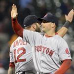 Red Sox players celebrated after beating the Orioles on Thursday. 